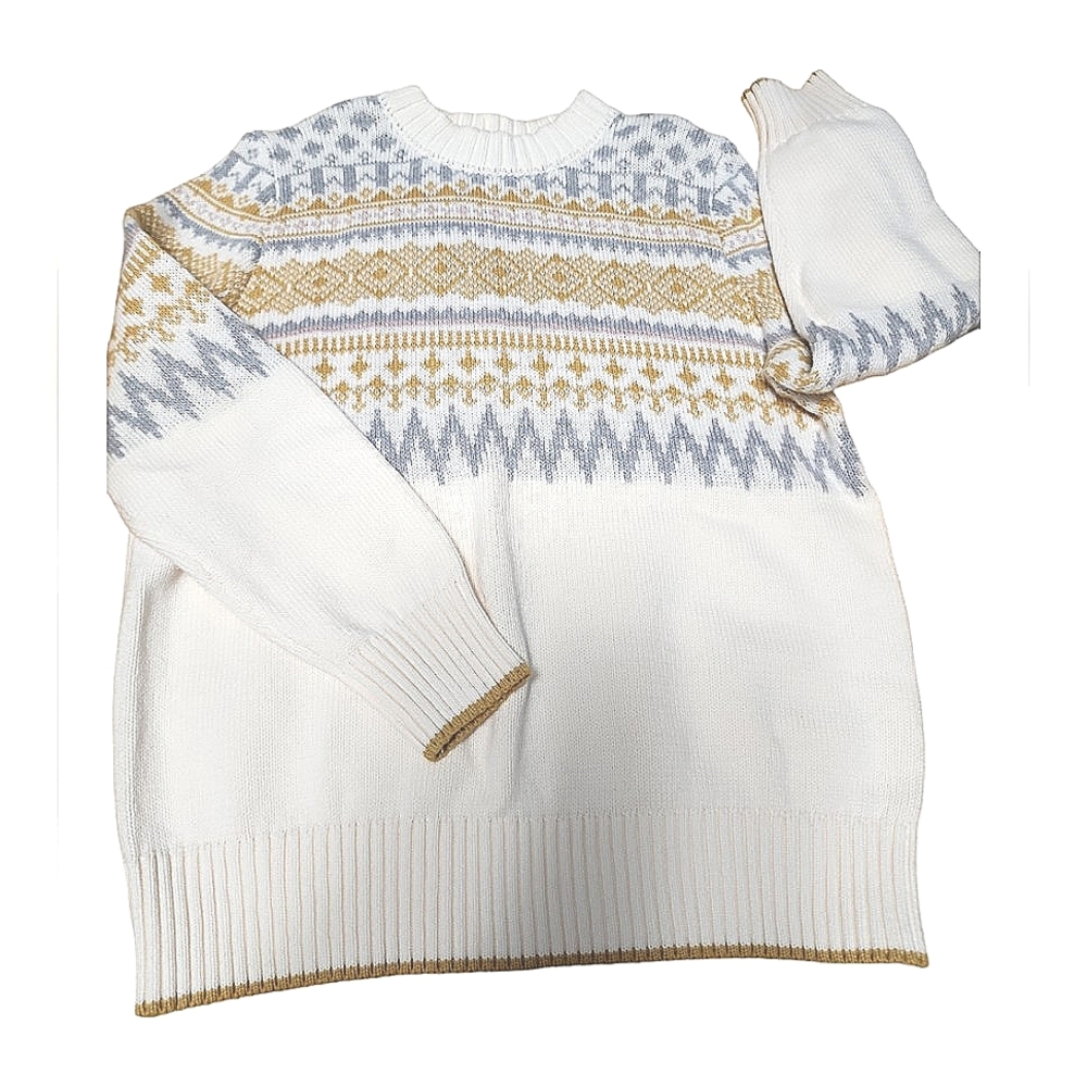 NWT Girl's Vignette Ginny Sweater Gold/Grey/Ivory